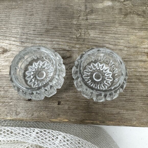 Federal Glass Salt Dips Vellars Set Pear Optic Pattern 1.5"  Elegant - Picture 3 of 6